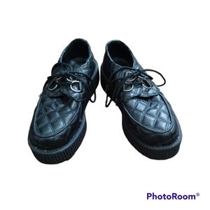 T.U.K Black Pleather Platform Creepers